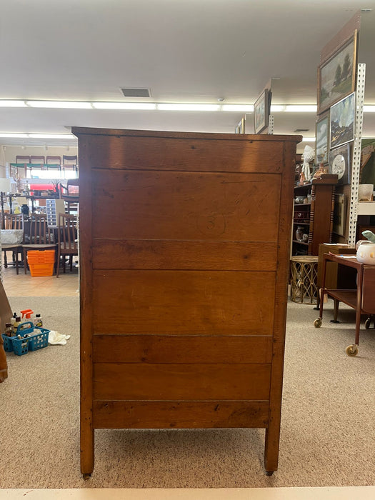 Vintage Wooden Five Drawer Tall Dresser.