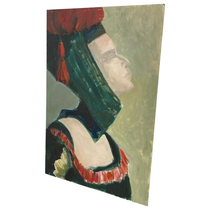 Portrait of a Woman from the Medieval age by Olga Prell Abstract Painting on Board.