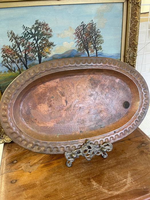 Vintage Hand-Hammered Oval Tray by Marsar Arte y Cobre, Puerto Vallarta, Mexico