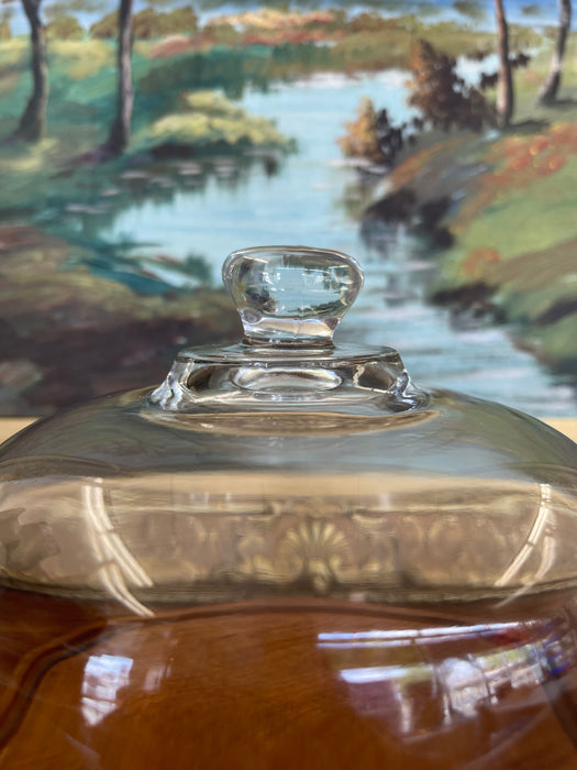 Vintage Mid-Century Modern Glass and Teak Cheese Dome by Goodwood Thailand