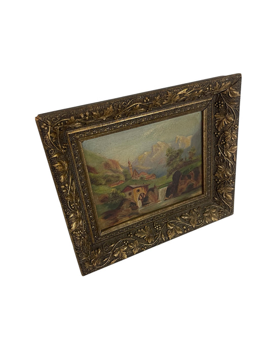 Vintage Original Landscape Painting in Ornate Frame.