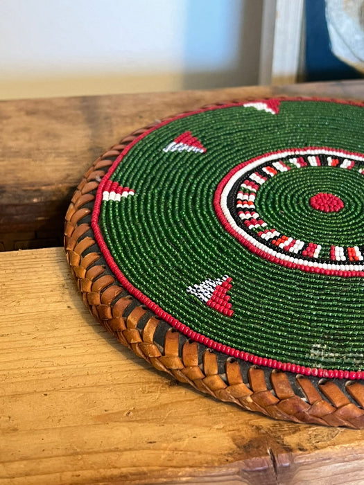 Vintage Woven Beaded placement coaster Decor.