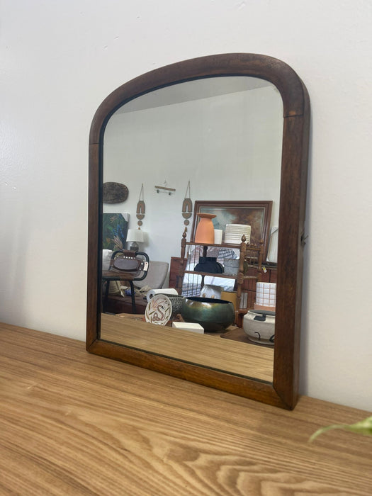 Vintage Wood Framed Arched Wall Mirror.
