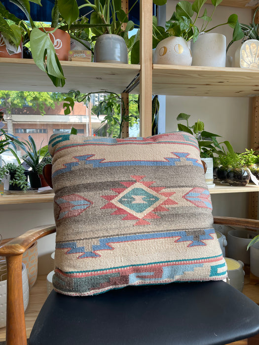 Vintage Possibly Southwestern Wool Kilim Pillow with Geometric Pattern