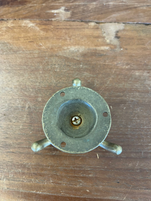 Likely Antique Brass Toned Tripod Wall Hook or Hat Rack Base Mount