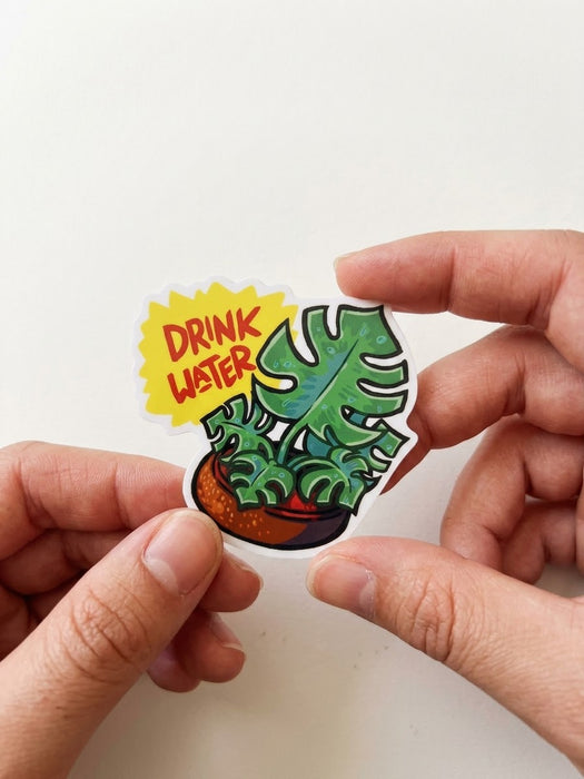 Drink Water Plant Vinyl Die-Cut Sticker