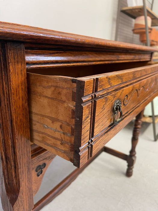 Vintage Early American Style Two Piece Hutch and Console Table.