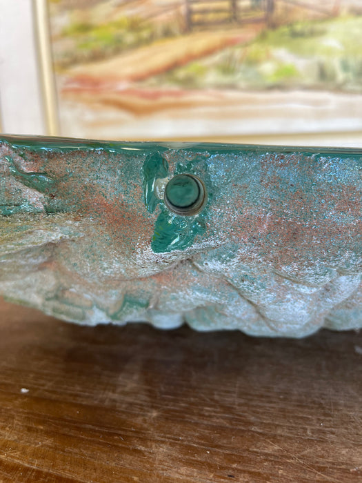 Vintage Cast Sculptural Art Piece with Embedded Figural Motifs and Textured Base