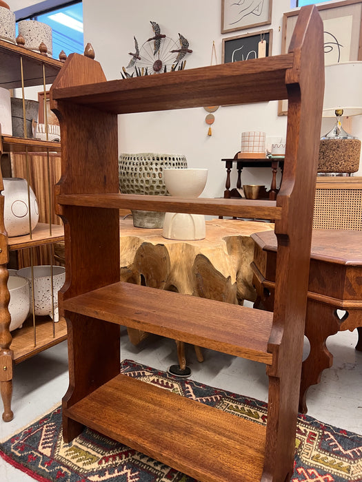 Vintage Mahogany Solid Wood Open Bookshelf in Arts and Crafty Style