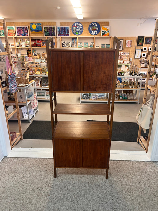 Vintage Mid Century Modern Free Standing Room Divider Wall Unit Cabinet with Finished Back