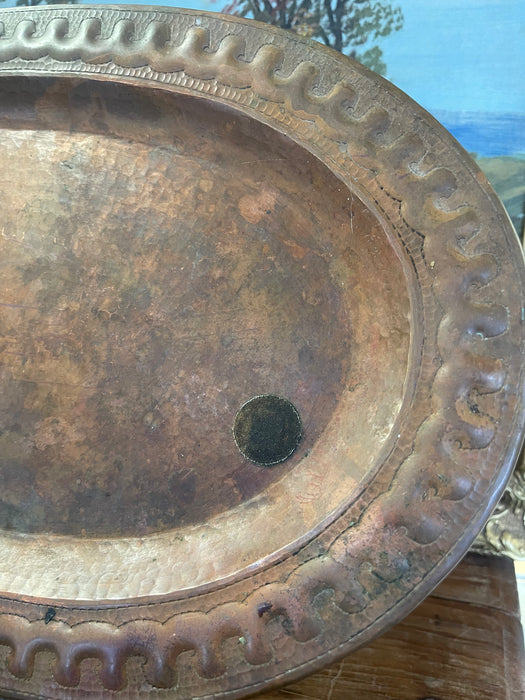 Vintage Hand-Hammered Oval Tray by Marsar Arte y Cobre, Puerto Vallarta, Mexico