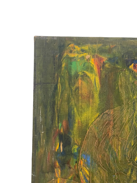 Vintage Abstract Expressionist Oil Painting on Canvas, Signed "Gierda," Textured Figurative Composition