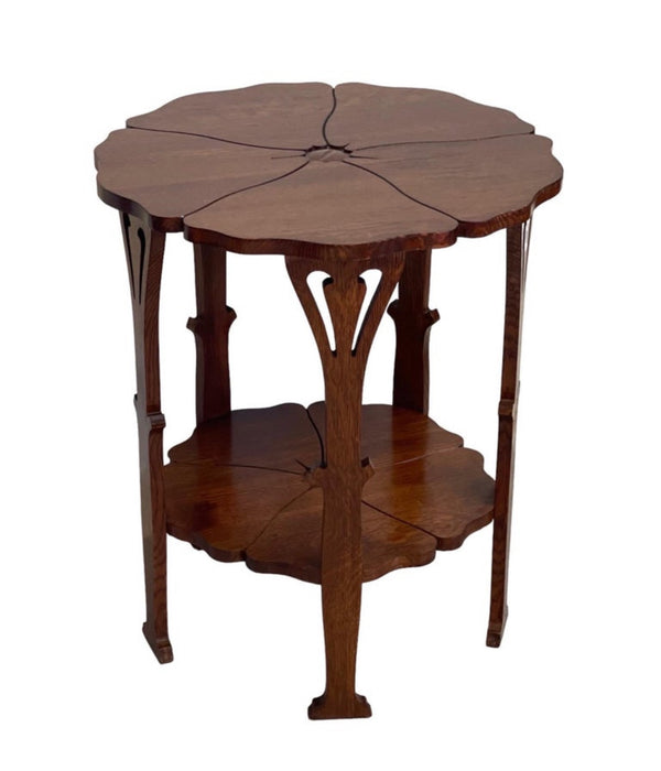 Delicately Designed Gustave Stickley Poppy Table With Floral Motif (Available by online purchase Only)