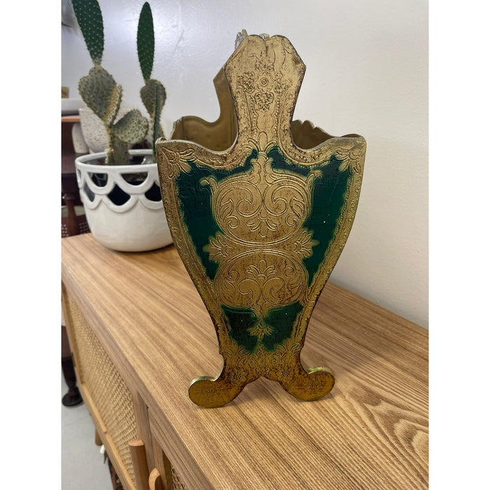 Vintage Mid Century Modern Italian Magazine Rack Painted Gilt Stand Circa 1960s.