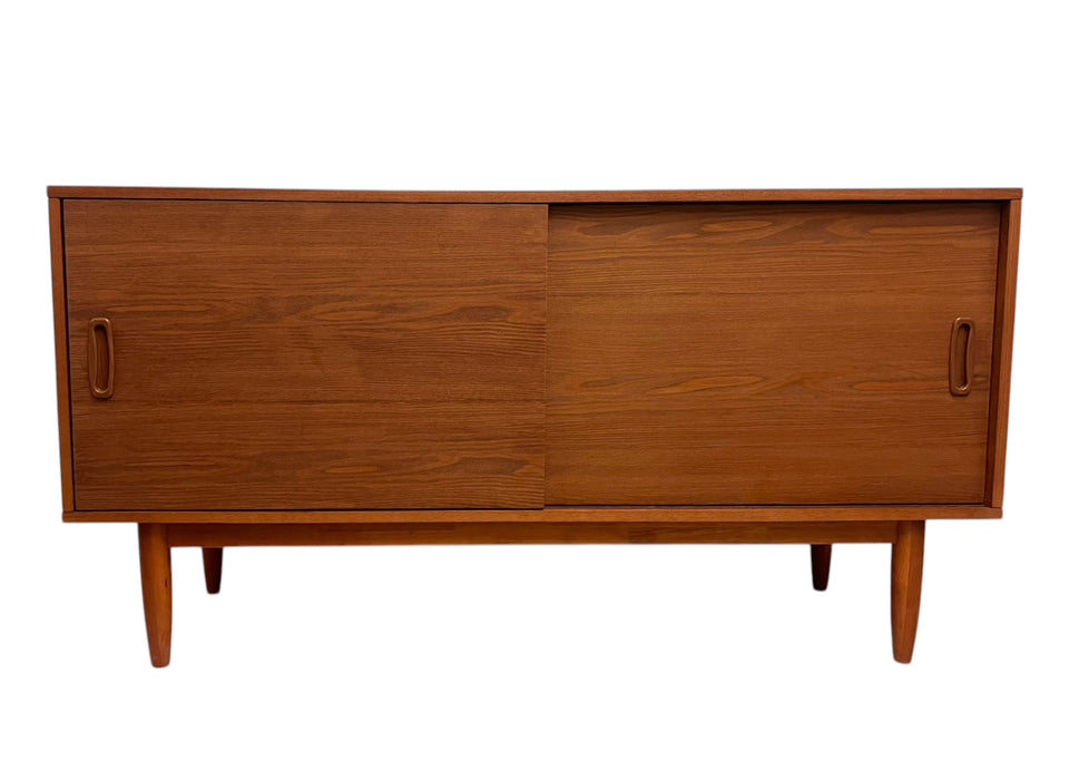 Mid Century Danish Modern Style Record Cabinet Credenza or Media Console Stand with Adjustable Shelves(Available by online purchase only)