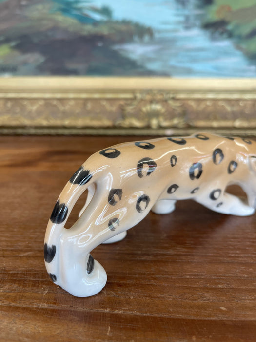 Vintage Erphila Germany Porcelain Leopard Figurine with Hand-Painted Details
