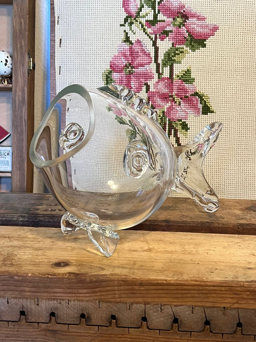 Mid Century Modern Clear Fish Vase Decor. ( Available by Online Purchase Only )