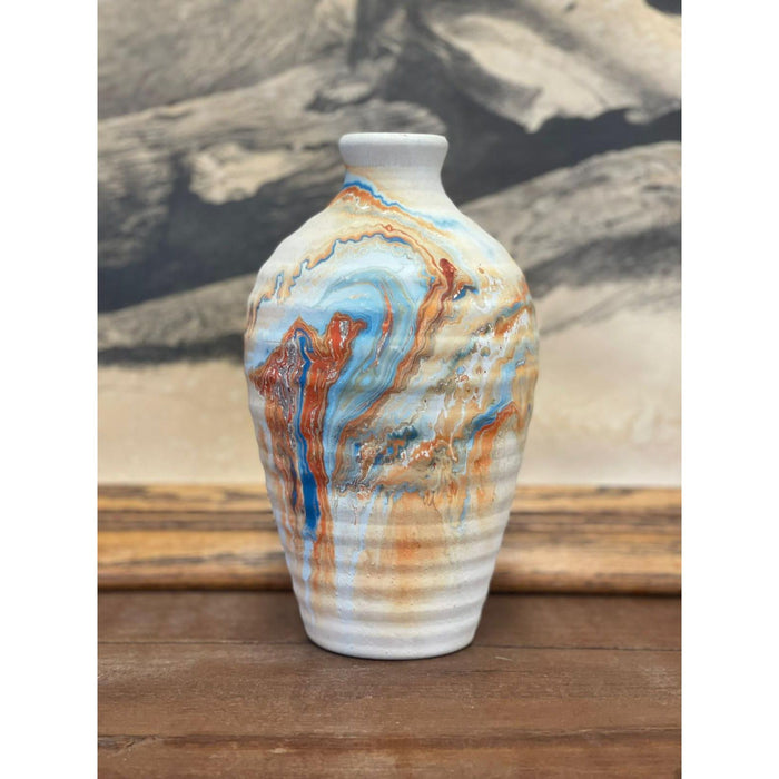 Vintage Handmade Nemadji Vase Minnesota Multicolored Stamped ceramic vase