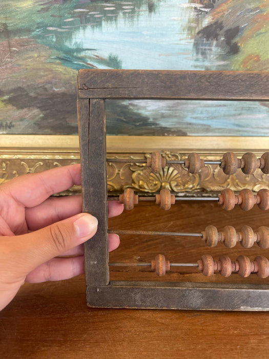 Possibly Antique Primitive Wooden Abacus - Estimated Early 20th Century Educational Counting Tool.