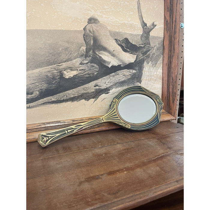 Vintage Art Deco Style Beveled Hand Mirror