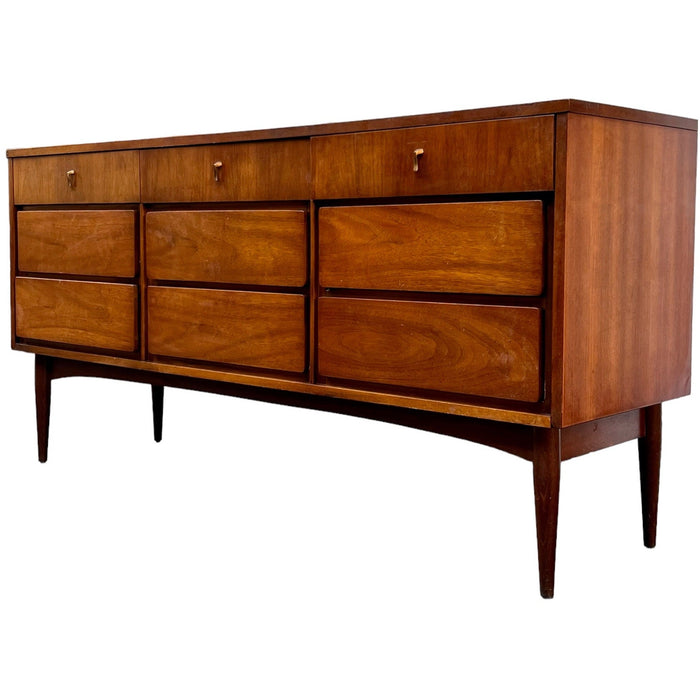 Vintage Mid Century Modern 9 Drawer Dresser Dovetail Drawers (Available for Online Purchase Only)