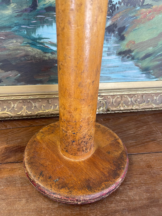 Industrial Wooden Textile Mill Bobbin or Spool with Red Painted Ends