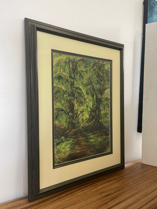 Vintage Original Mixed Media Artwork of the Hoh River Rainforest by Laura Emerson.