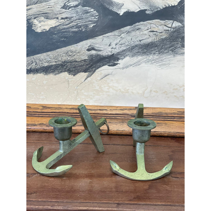 Pair of Metal Anchor wall Candle Holder