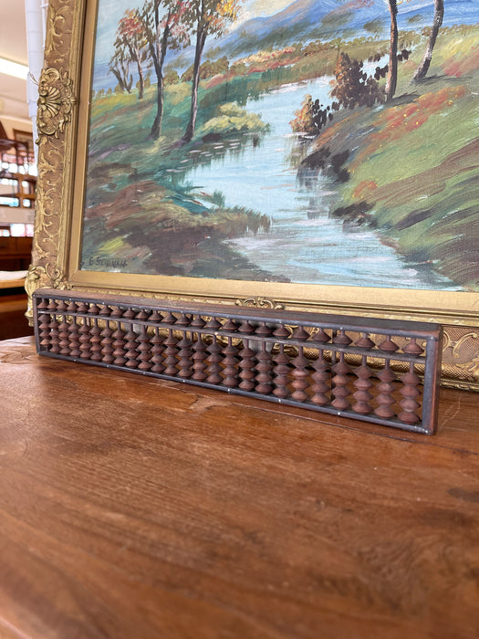 Likely Antique Japanese Abacus with Wood Frame and Patinaed Beads