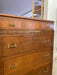 Early 20th Century Neoclassical Style Inlaid Mahogany Tall Chest with Brass Pulls