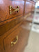 Early 20th Century Neoclassical Style Inlaid Mahogany Tall Chest with Brass Pulls