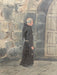 Early 20th Century Painting of Monk at Monastery Entrance Framed Architectural Religious Scene