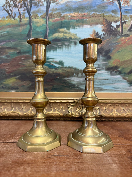 Elegant mud century modern style Brass-Toned Candleholders pair Timeless Charm for Home Decor Vintage Accent