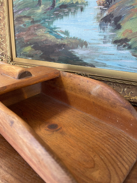 Vintage Hand-Carved Solid Wood Grain Scoop with Sculpted Handle and Maker's Mark