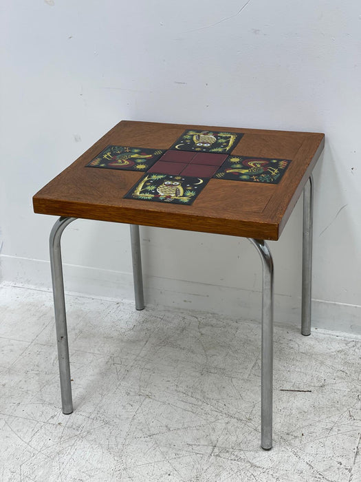 Vintage Mid Century Modern Accent Table with Tile top