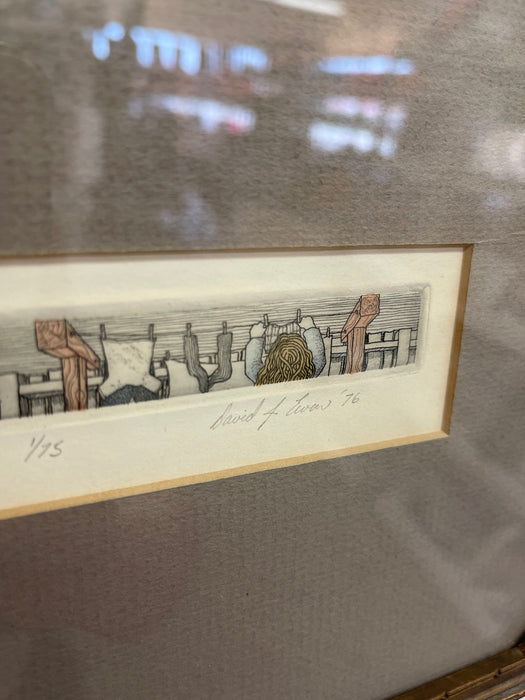 1976 Limited Edition Hand-Signed Etching Print, Numbered 1/75, Framed.