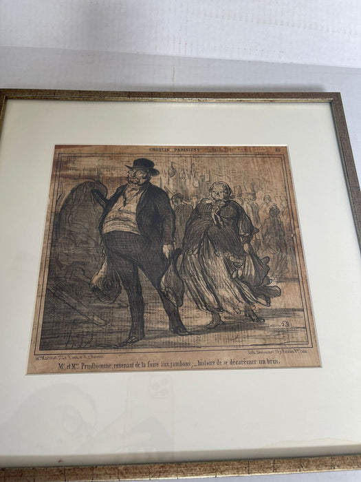 Vintage Framed Lithograph Print Titled “ Honore Daumier “