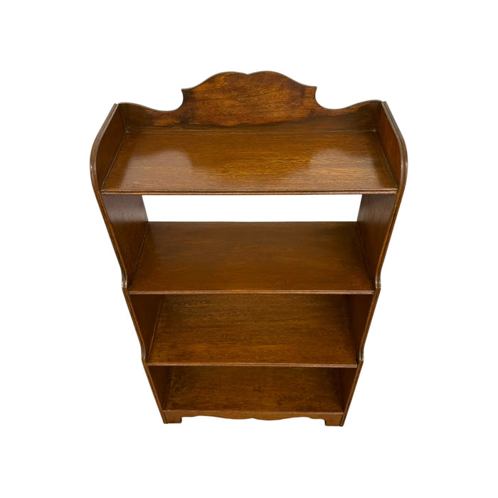 Vintage 4-Tier Solid Wood Bookshelf – Antique Style Scalloped Bookcase and Display Shelf