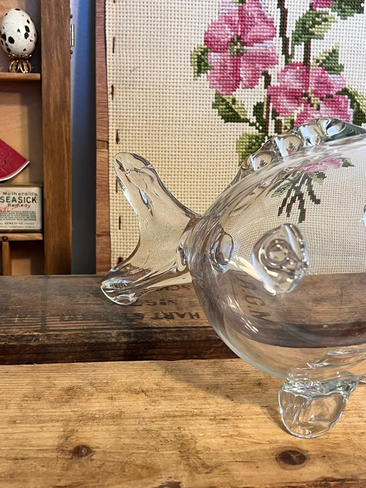 Mid Century Modern Clear Fish Vase Decor. ( Available by Online Purchase Only )