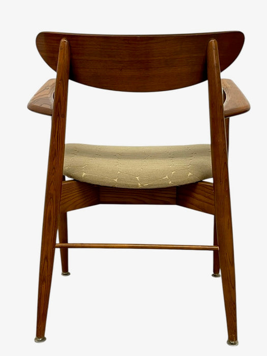 Vintage Mid-Century Modern Sculptural Armchair with Upholstered Seat