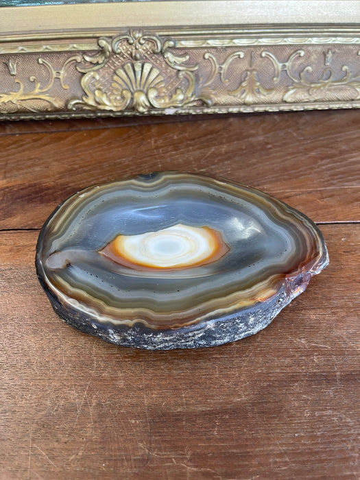 Polished Likely Agate Slice Bowl with Natural Banding