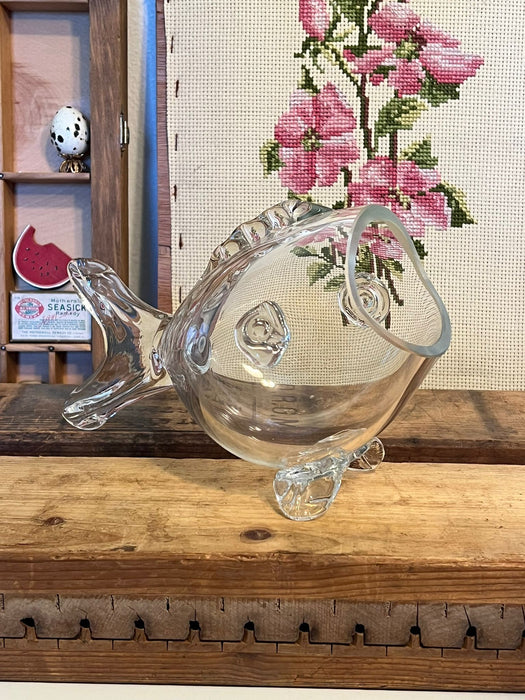 Mid Century Modern Clear Fish Vase Decor. ( Available by Online Purchase Only )