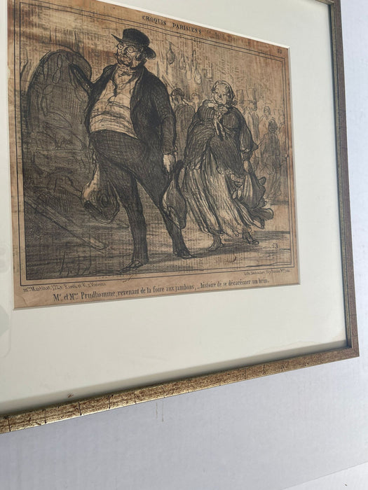 Vintage Framed Lithograph Print Titled “ Honore Daumier “
