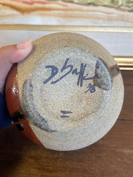 Vintage Studio Pottery Vase, Signed and Dated 1998, Rounded Form with Drip Glaze