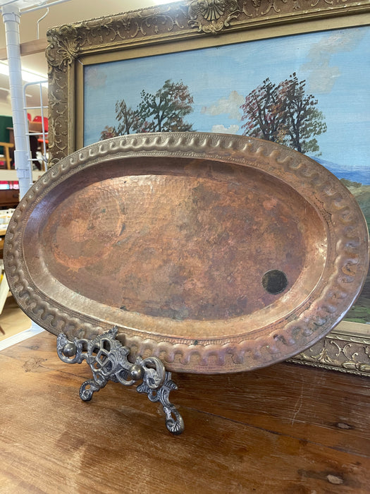 Vintage Hand-Hammered Oval Tray by Marsar Arte y Cobre, Puerto Vallarta, Mexico