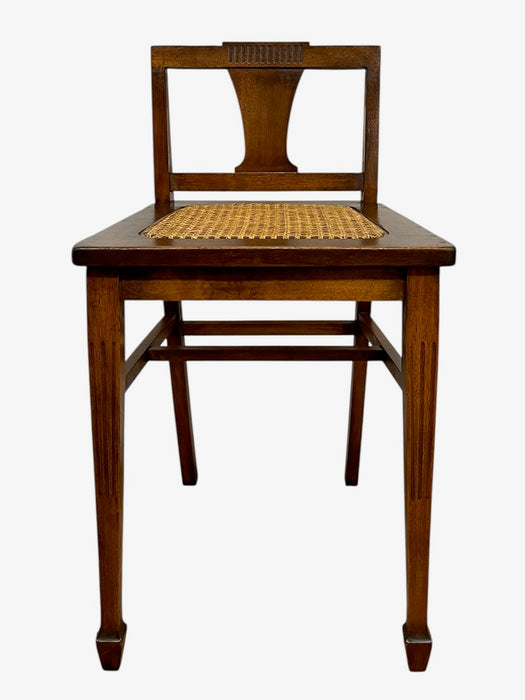 Vintage Arts & Crafts Style Wooden Side Chair with Caned Seat and Shaped Back Splat