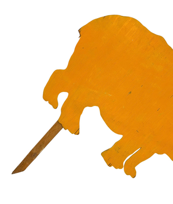 Vintage Hand-Painted Wooden Rhinoceros Lawn Sign / Folk Art Yard Stake