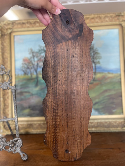 Possibly Norwegian Hand-Rainfed Resemaling Wall Pocket with Candlestick Holder or Miniature Vase, Signed by Kaja, 1990-Scandinavian Folk Art Decor.