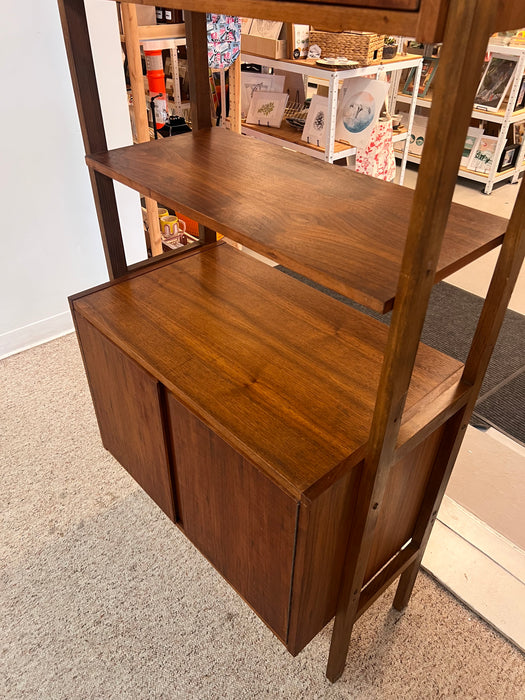 Vintage Mid Century Modern Free Standing Room Divider Wall Unit Cabinet with Finished Back