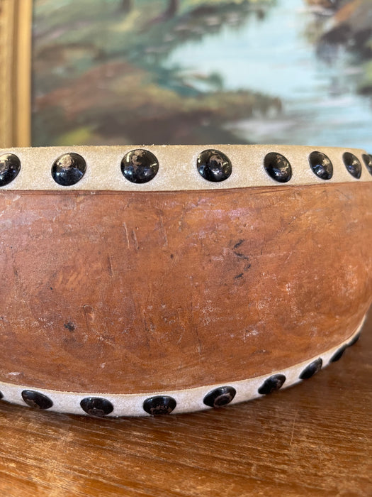 Vintage Handcrafted Drum with Metal Stud Detailing